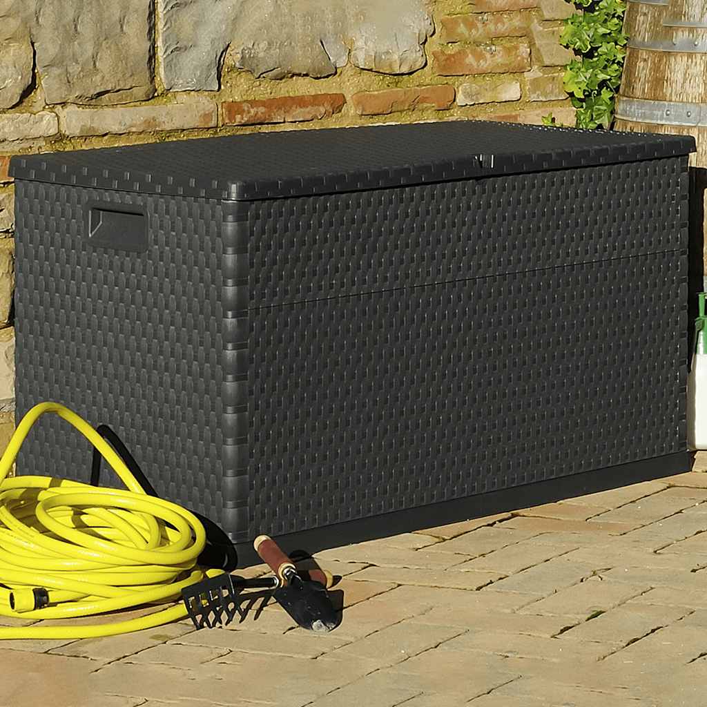 vidaXL Skrzynia ogrodowa, antracytowa, 120x56x63 cm, rattan PP