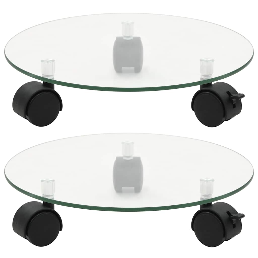 vidaXL Stojaki na kwiaty, na kółkach, 2 szt., szkło, 28 cm, okrągłe
