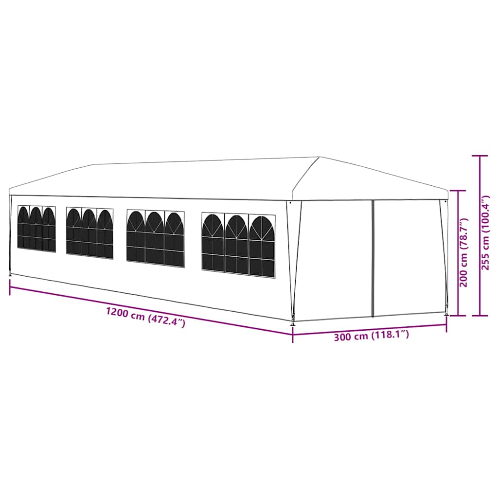 vidaXL Namiot ogrodowy, 3 x 12 m, biały