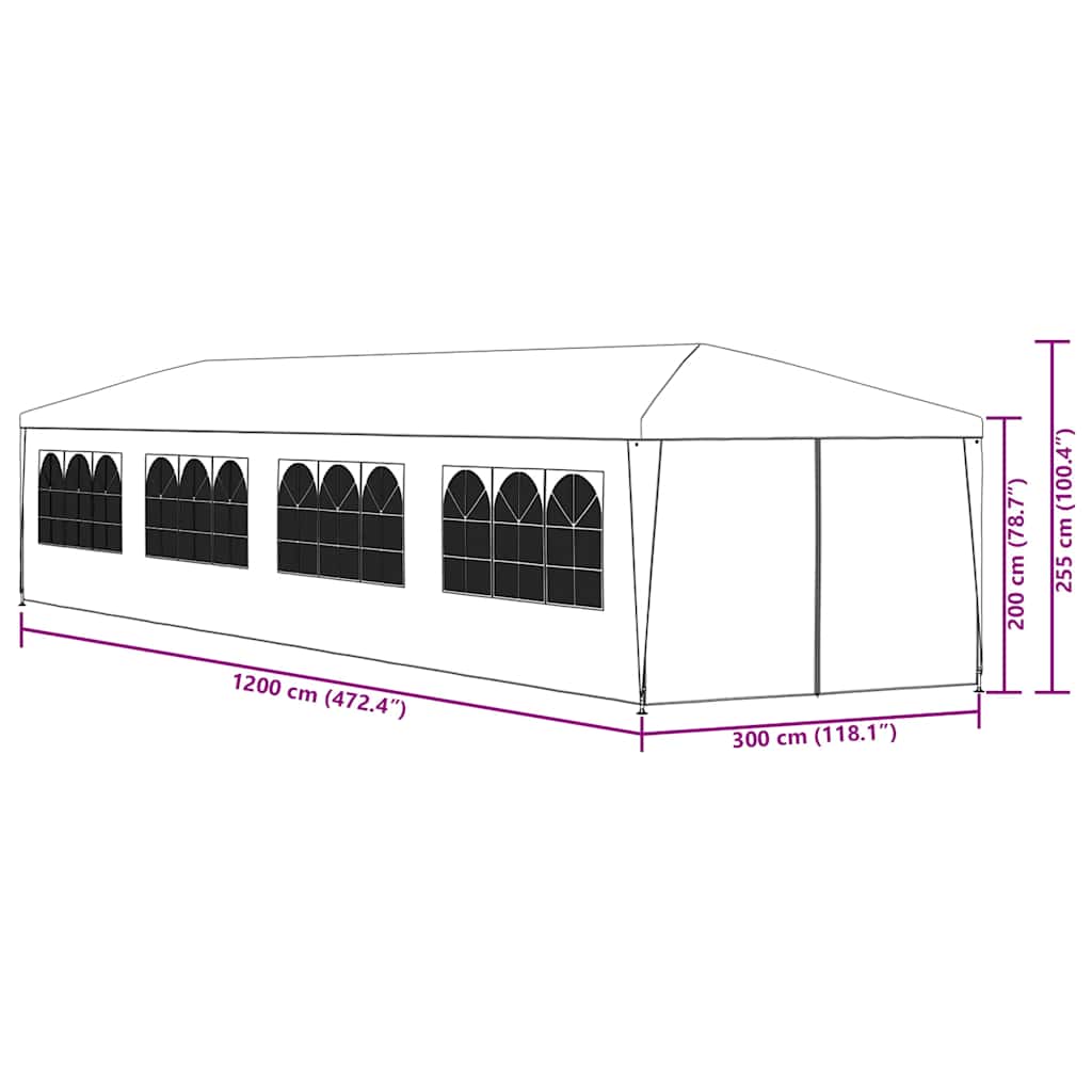 vidaXL Namiot ogrodowy, 3 x 12 m, niebieski