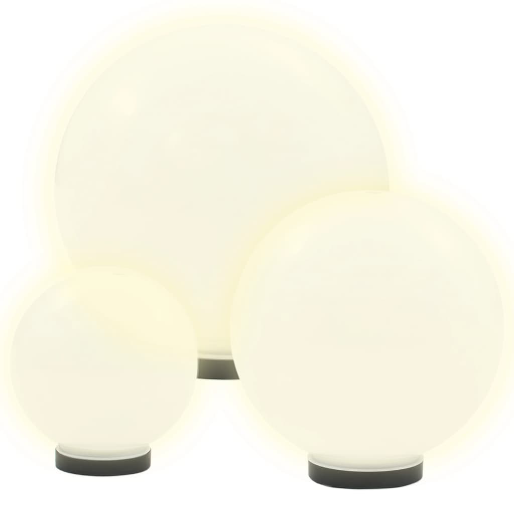 vidaXL Lampy zewnętrzne LED, 3 szt., kule 20/30/40 cm, PMMA