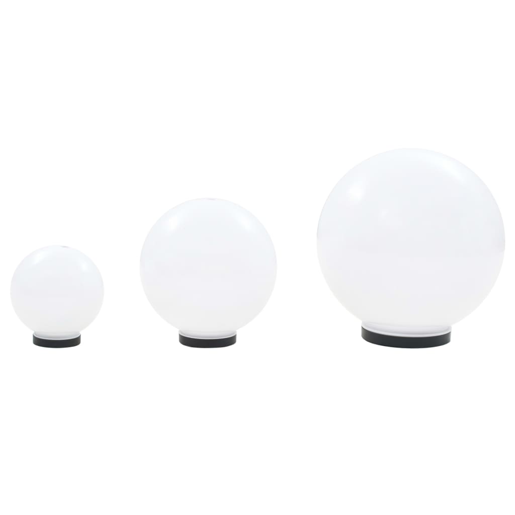 vidaXL Lampy zewnętrzne LED, 3 szt., kule 20/30/40 cm, PMMA