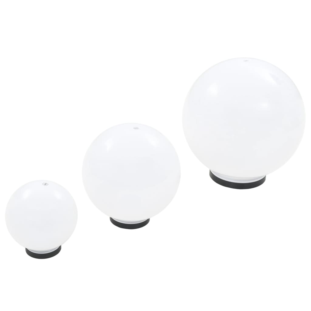 vidaXL Lampy zewnętrzne LED, 3 szt., kule 20/30/40 cm, PMMA