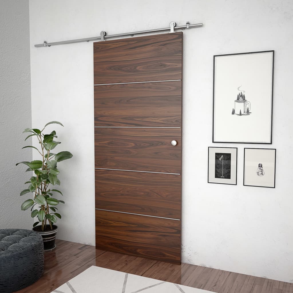 vidaXL System do mocowania drzwi przesuwnych, 183 cm, stal, srebrny