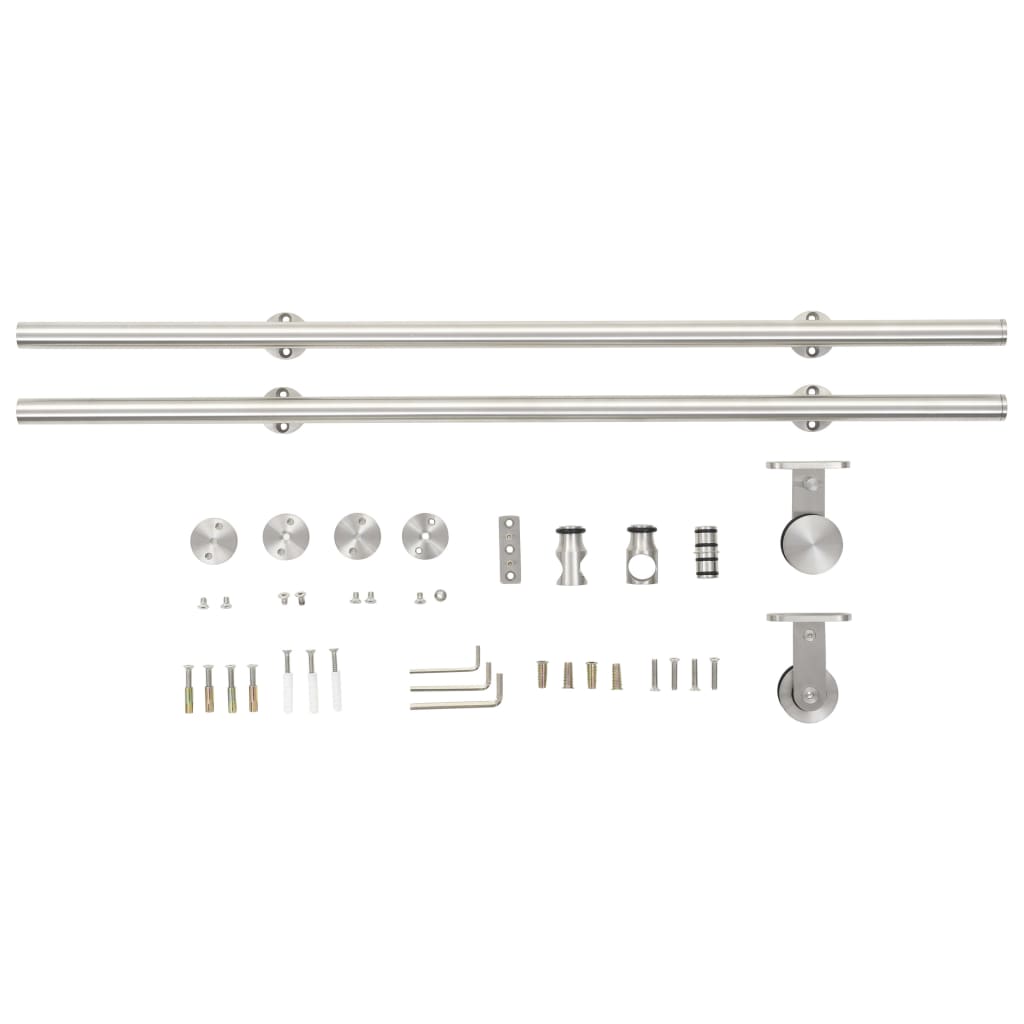 vidaXL System do mocowania drzwi przesuwnych, 183 cm, stal, srebrny