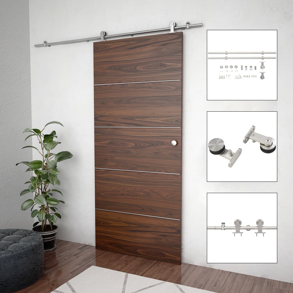 vidaXL System do mocowania drzwi przesuwnych, 183 cm, stal, srebrny
