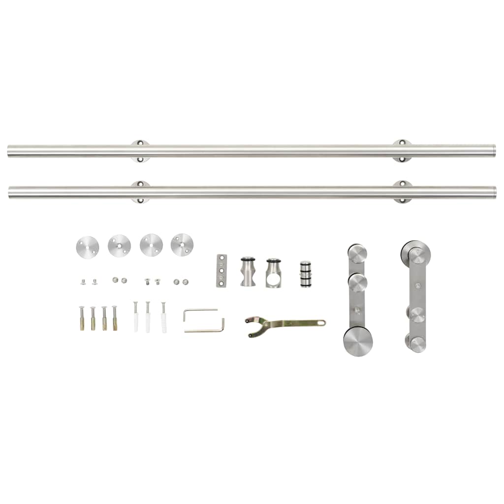vidaXL System do mocowania drzwi przesuwnych, 183 cm, stal, srebrny