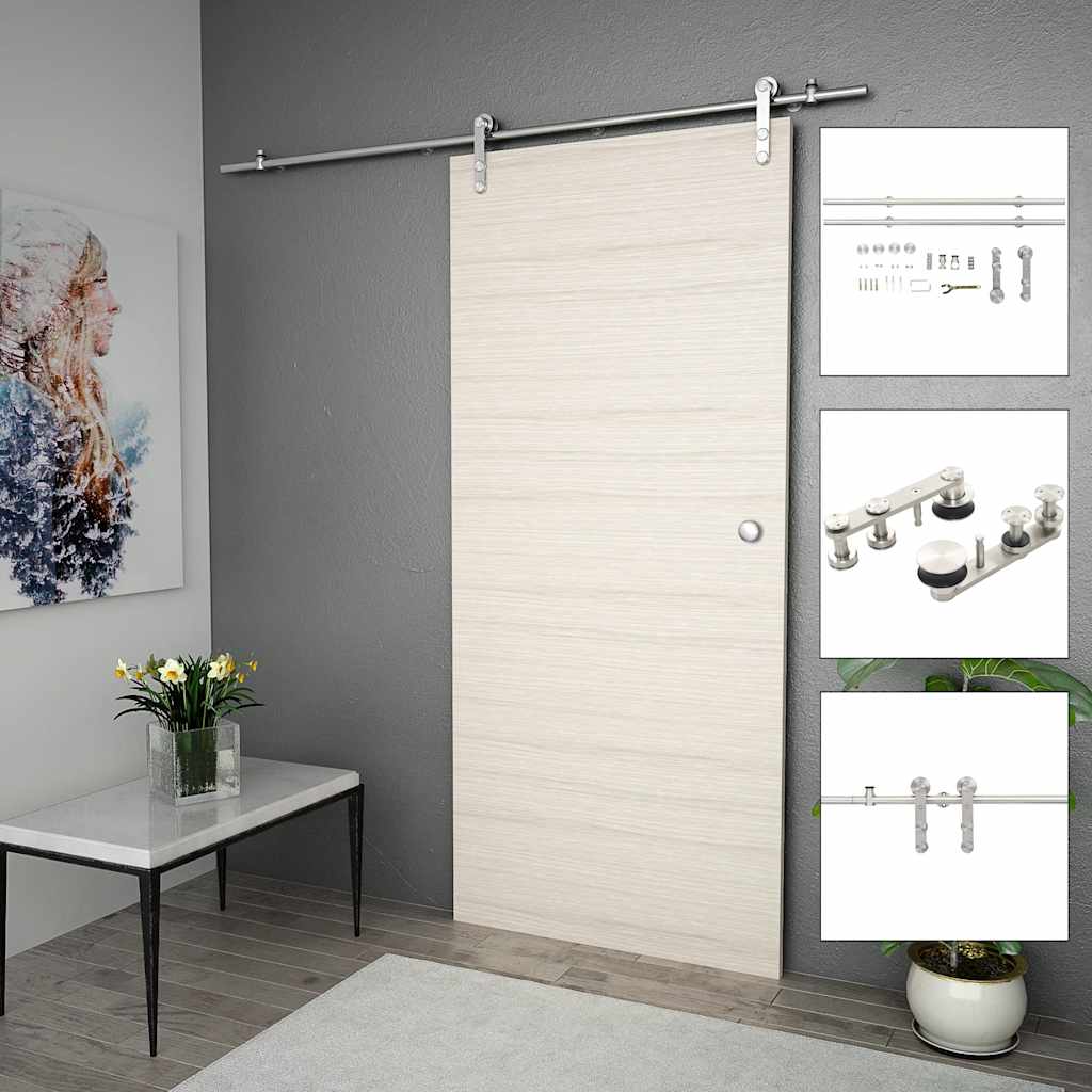 vidaXL System do mocowania drzwi przesuwnych, 183 cm, stal, srebrny