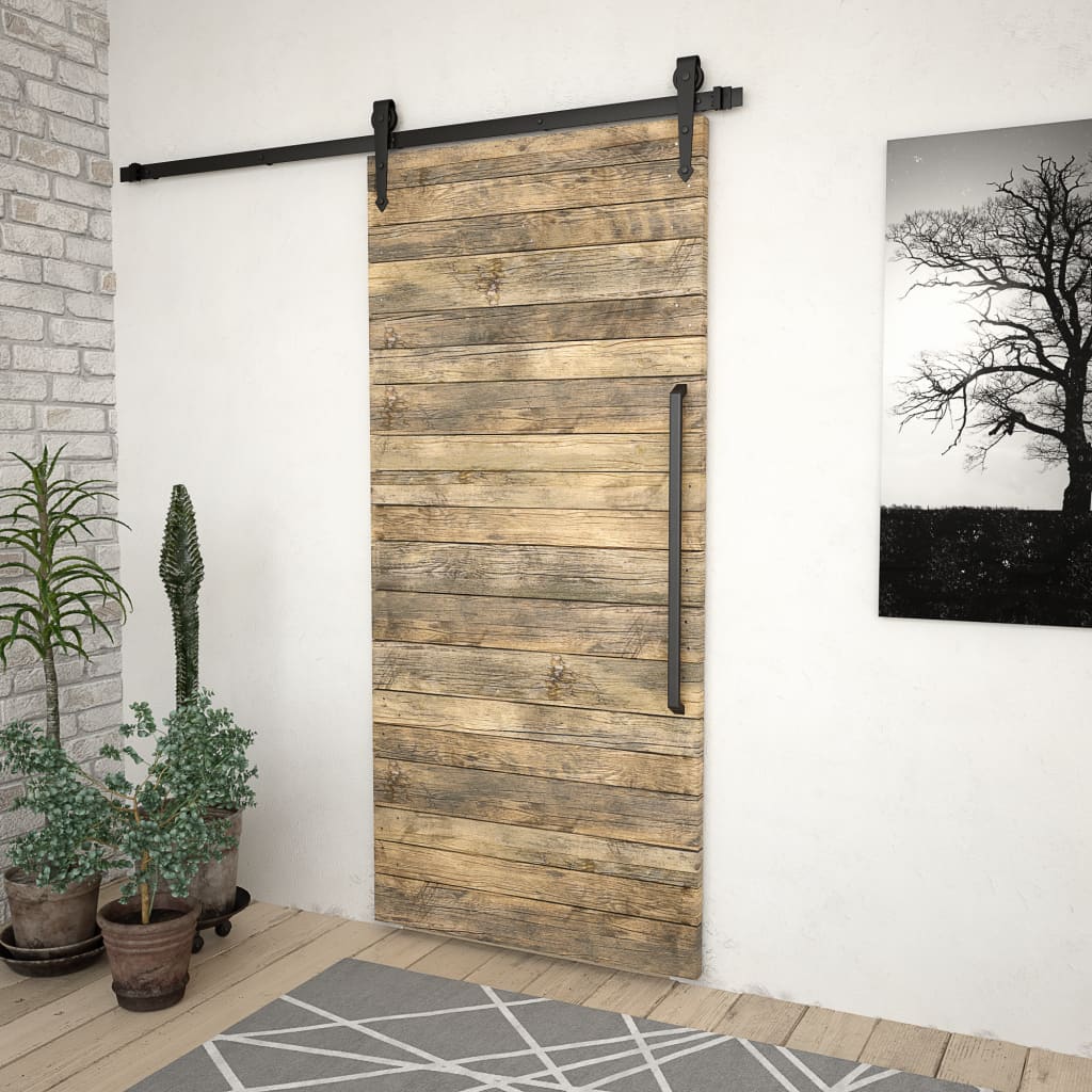 vidaXL System do mocowania drzwi przesuwnych, 183 cm, stal, czarny
