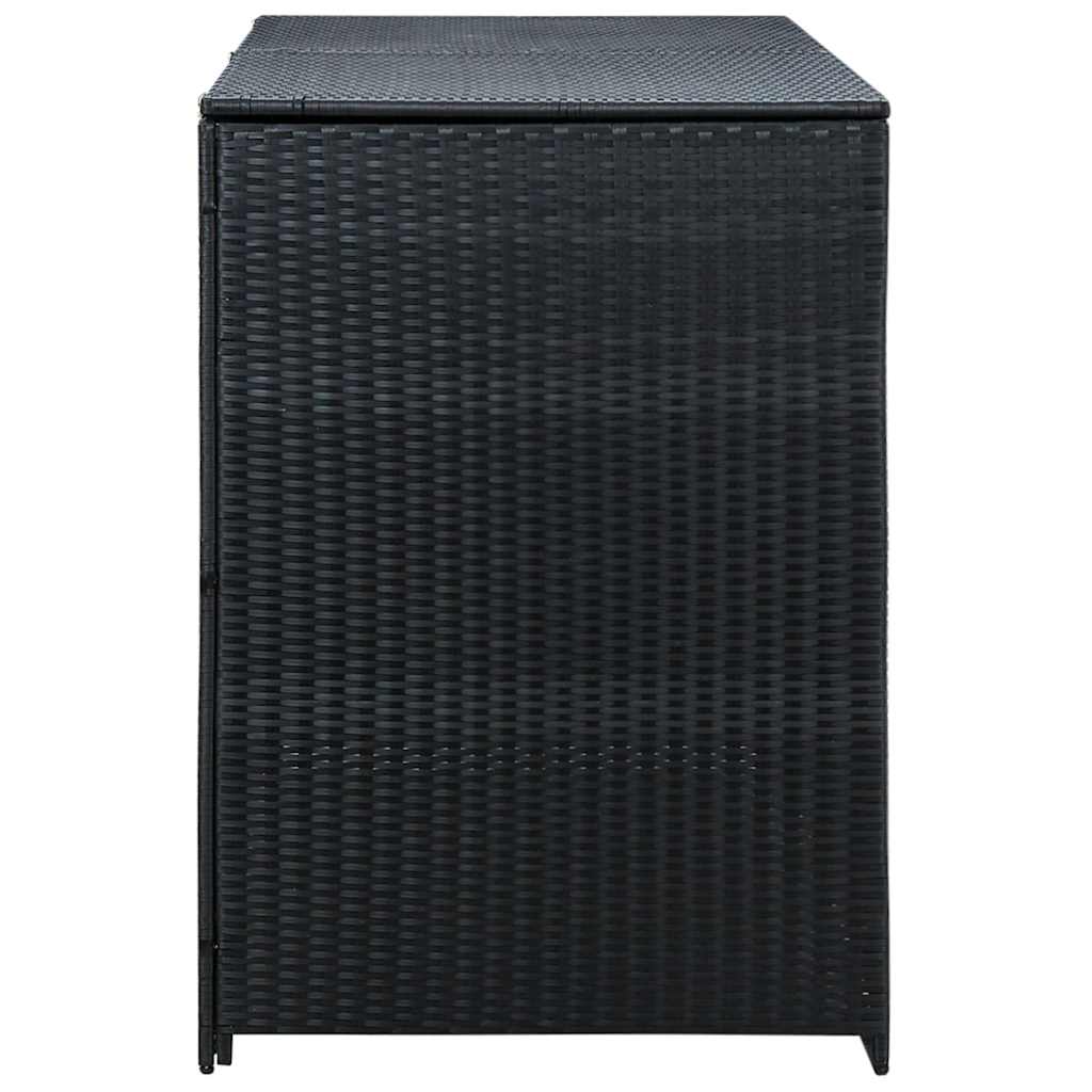 vidaXL Osłona na 2 kosze na śmieci, polirattan, czarna, 148x80x111 cm