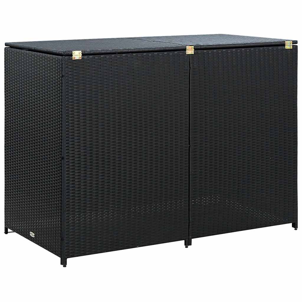 vidaXL Osłona na 2 kosze na śmieci, polirattan, czarna, 148x80x111 cm