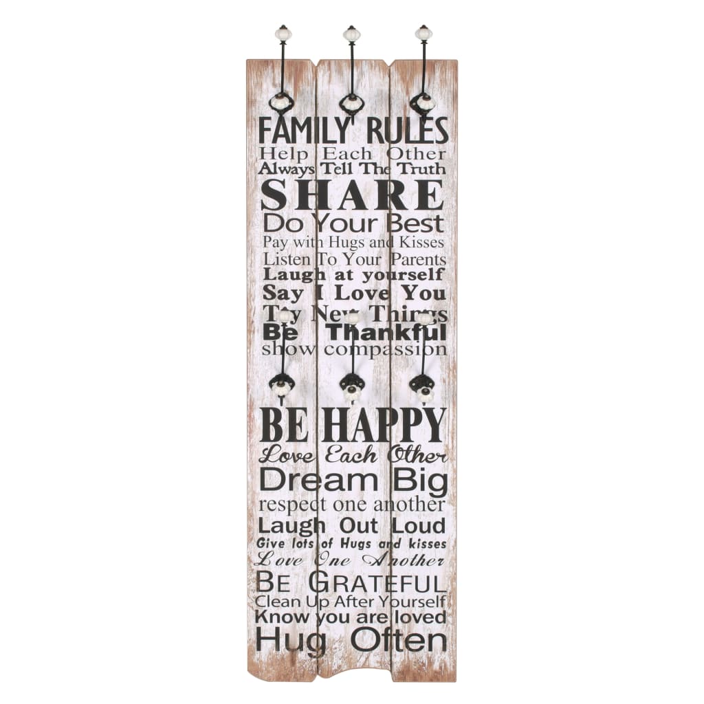 vidaXL Wieszak ścienny na odzież wierzchnią, 120x40 cm, FAMILY RULES