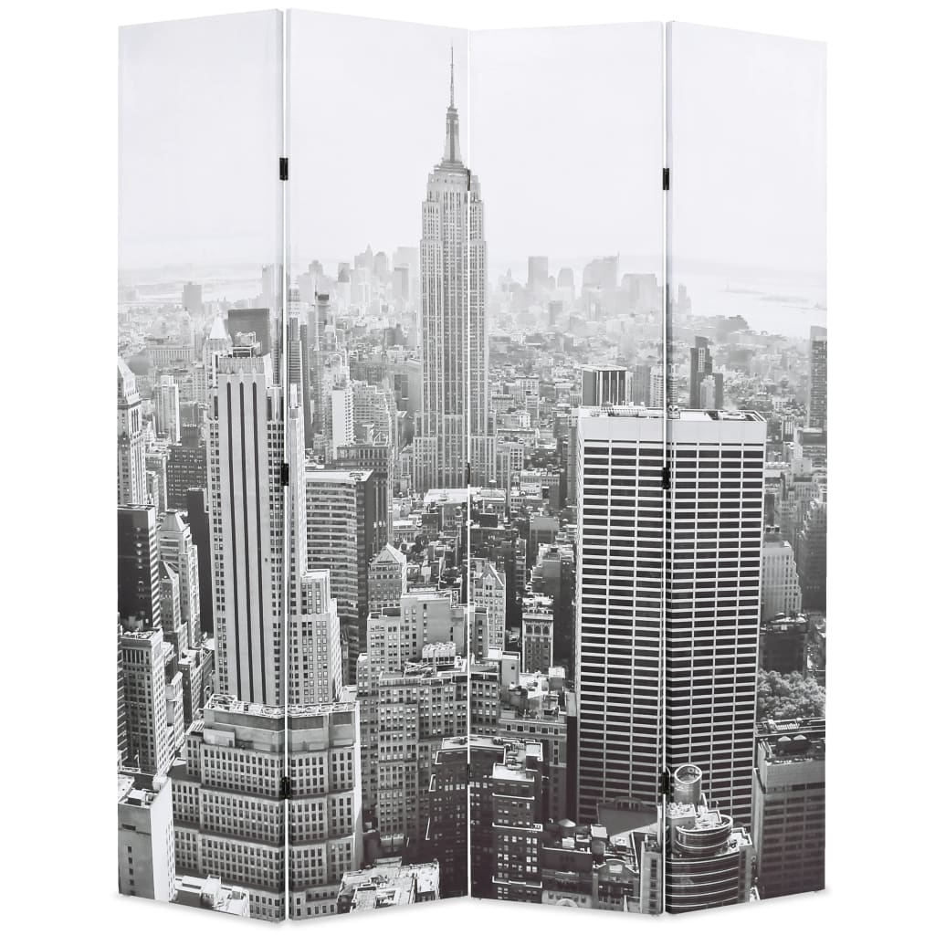 vidaXL Składany parawan, 160x170 cm, Nowy Jork za dnia, czarno-biały