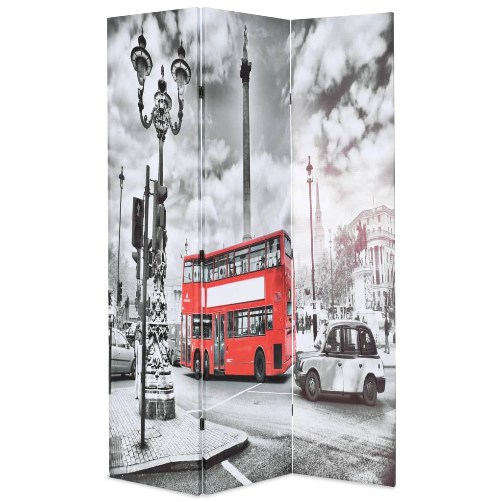 vidaXL Składany parawan, 120 x 170 cm, londyński autobus, czarno-biały