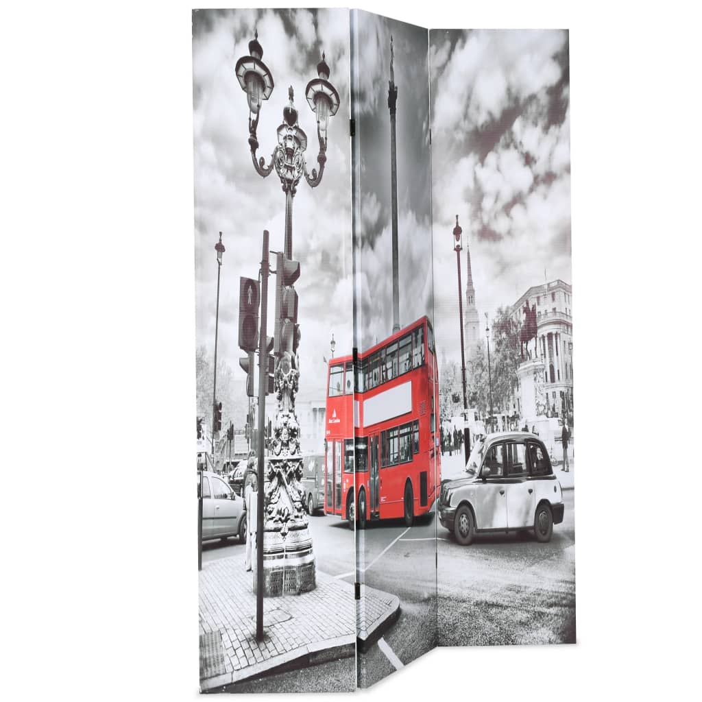 vidaXL Składany parawan, 120 x 170 cm, londyński autobus, czarno-biały