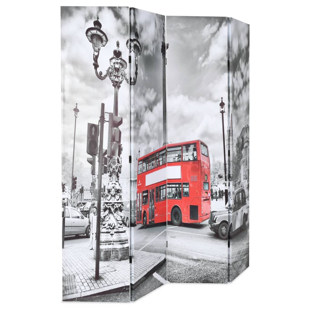 vidaXL Składany parawan, 160x170 cm, londyński autobus, czarno-biały