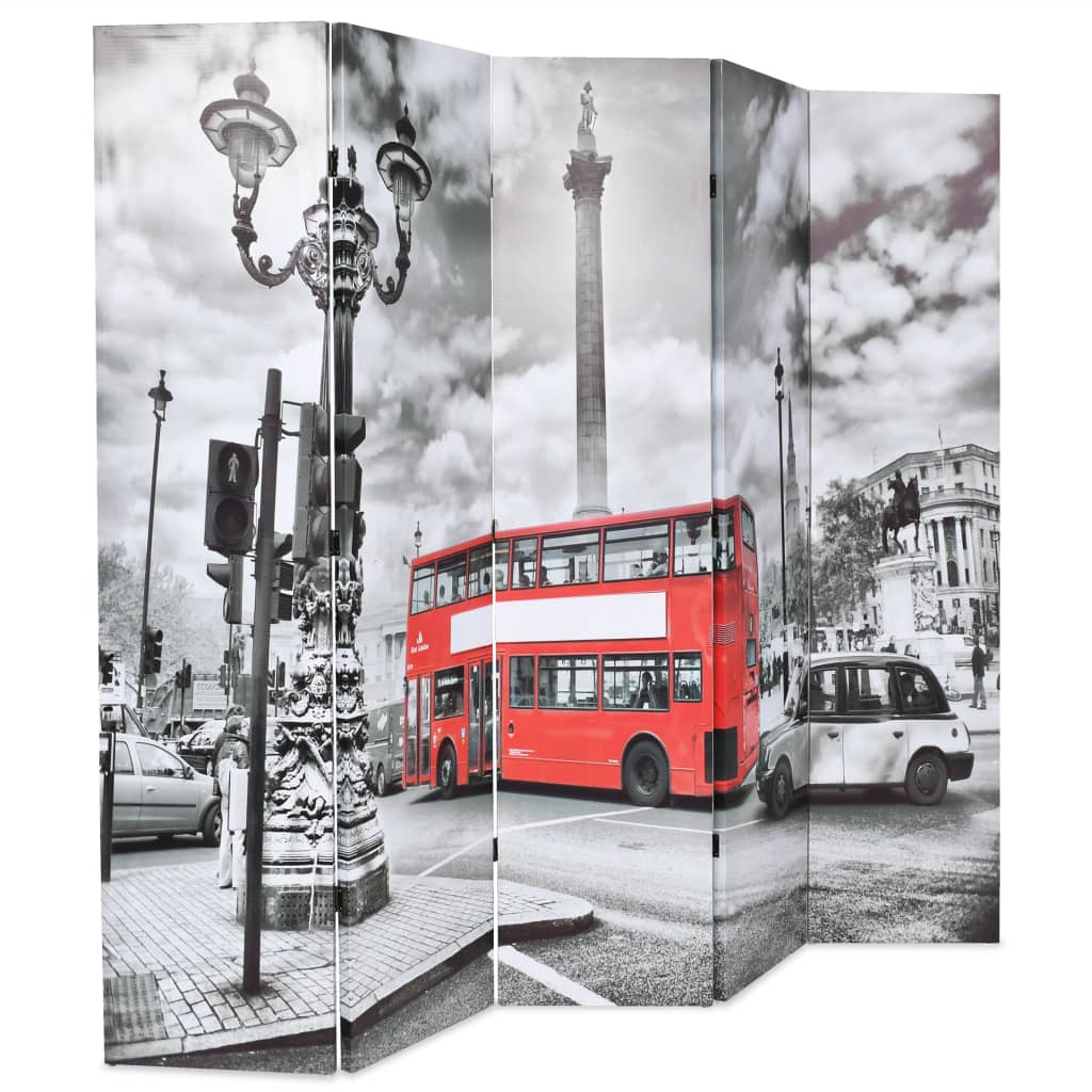 vidaXL Składany parawan, 200 x 170 cm, londyński autobus, czarno-biały