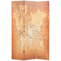 vidaXL Składany parawan, 120x170 cm, mapa świata, żółty