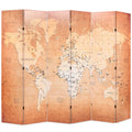 vidaXL Składany parawan, 228x170 cm, mapa świata, żółty