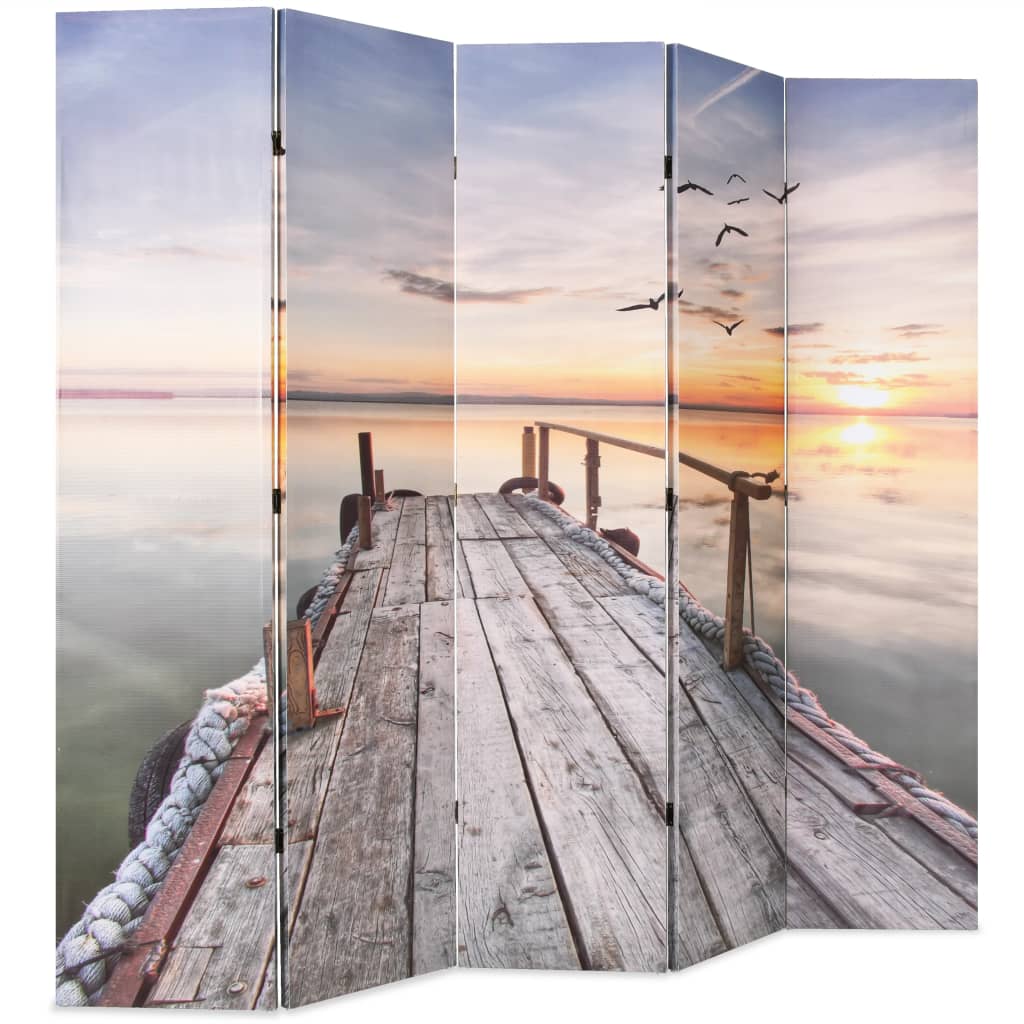 vidaXL Składany parawan, 200x170 cm, motyw jeziora