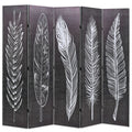 vidaXL Składany parawan, 200 x 170 cm, motyw piór, czarno-biały