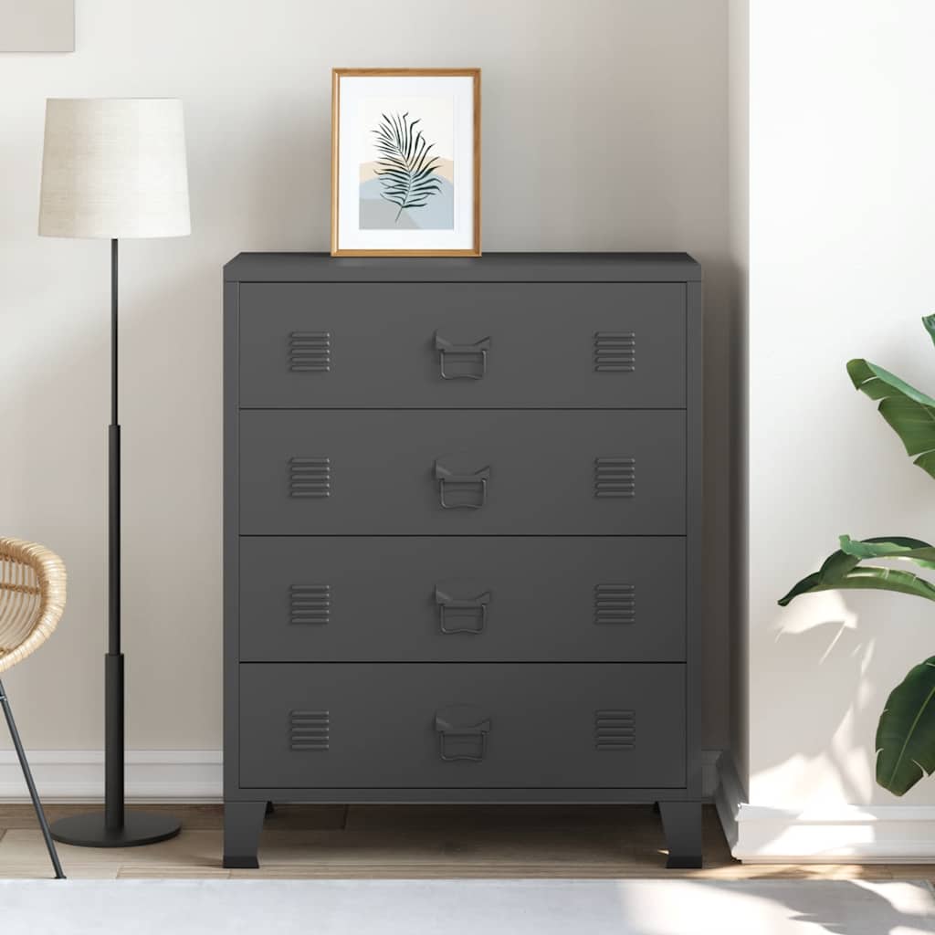 vidaXL Metalowa komoda w industrialnym stylu, 78 x 40 x 93 cm, czarna