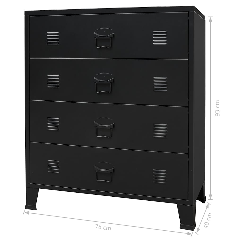 vidaXL Metalowa komoda w industrialnym stylu, 78 x 40 x 93 cm, czarna