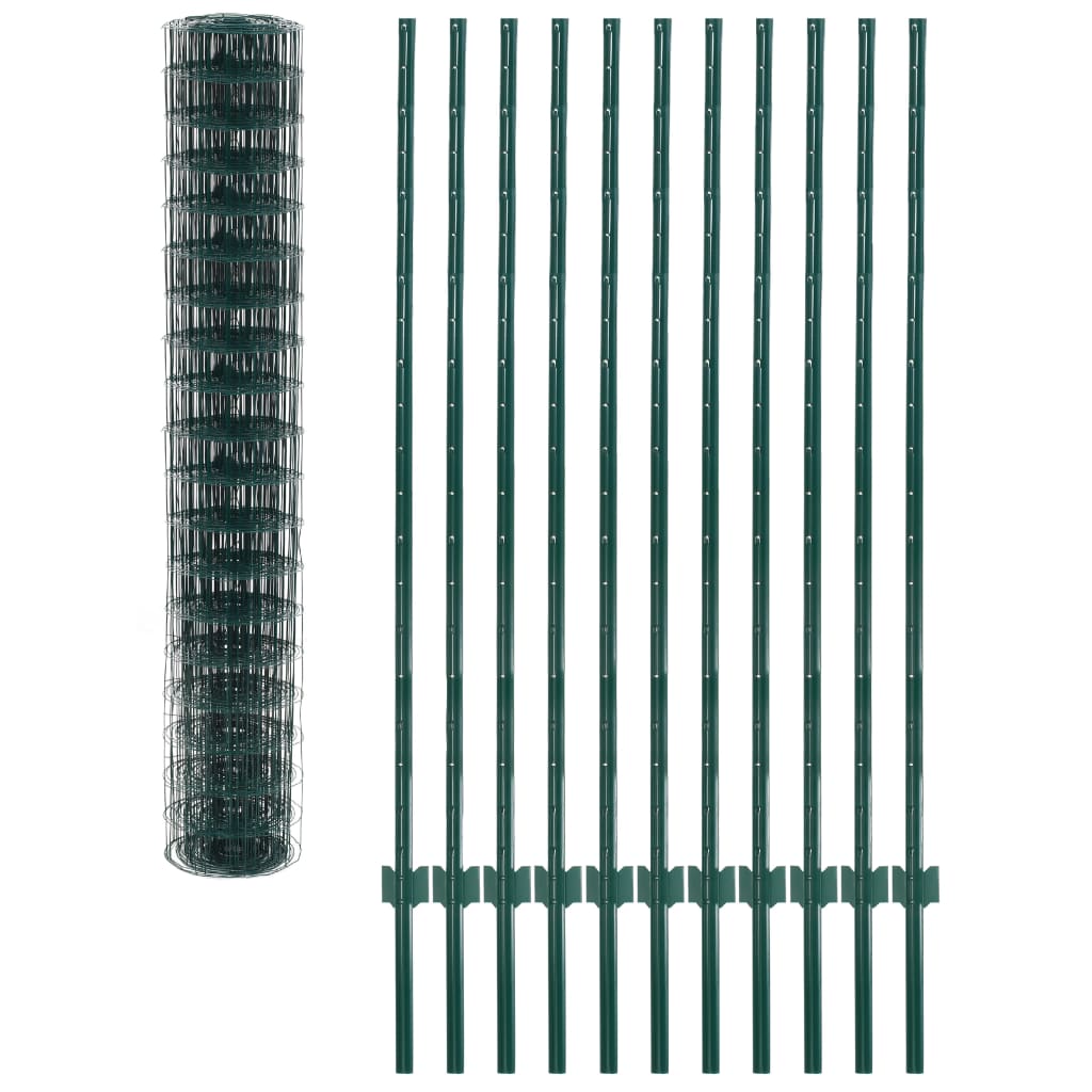 vidaXL Euro ogrodzenie, stalowe, 20 x 1,5 m, zielone