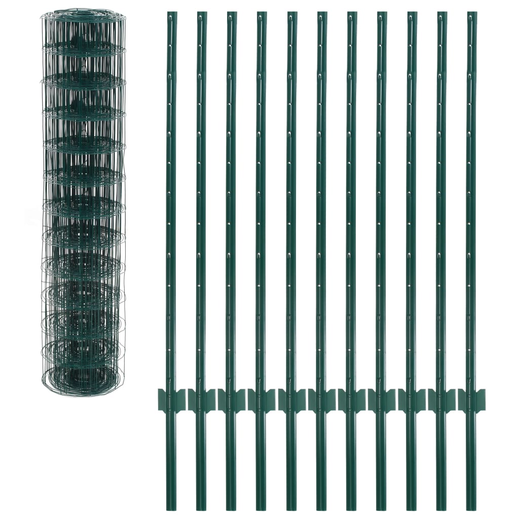 vidaXL Euro ogrodzenie, stalowe, 20 x 1,2 m, zielone