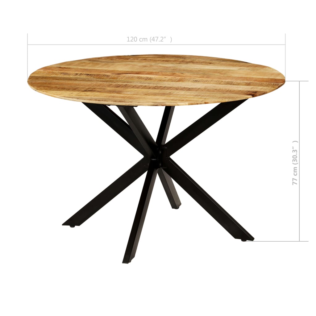 vidaXL Stół jadalniany, surowe drewno mango i stal, 120 x 77 cm