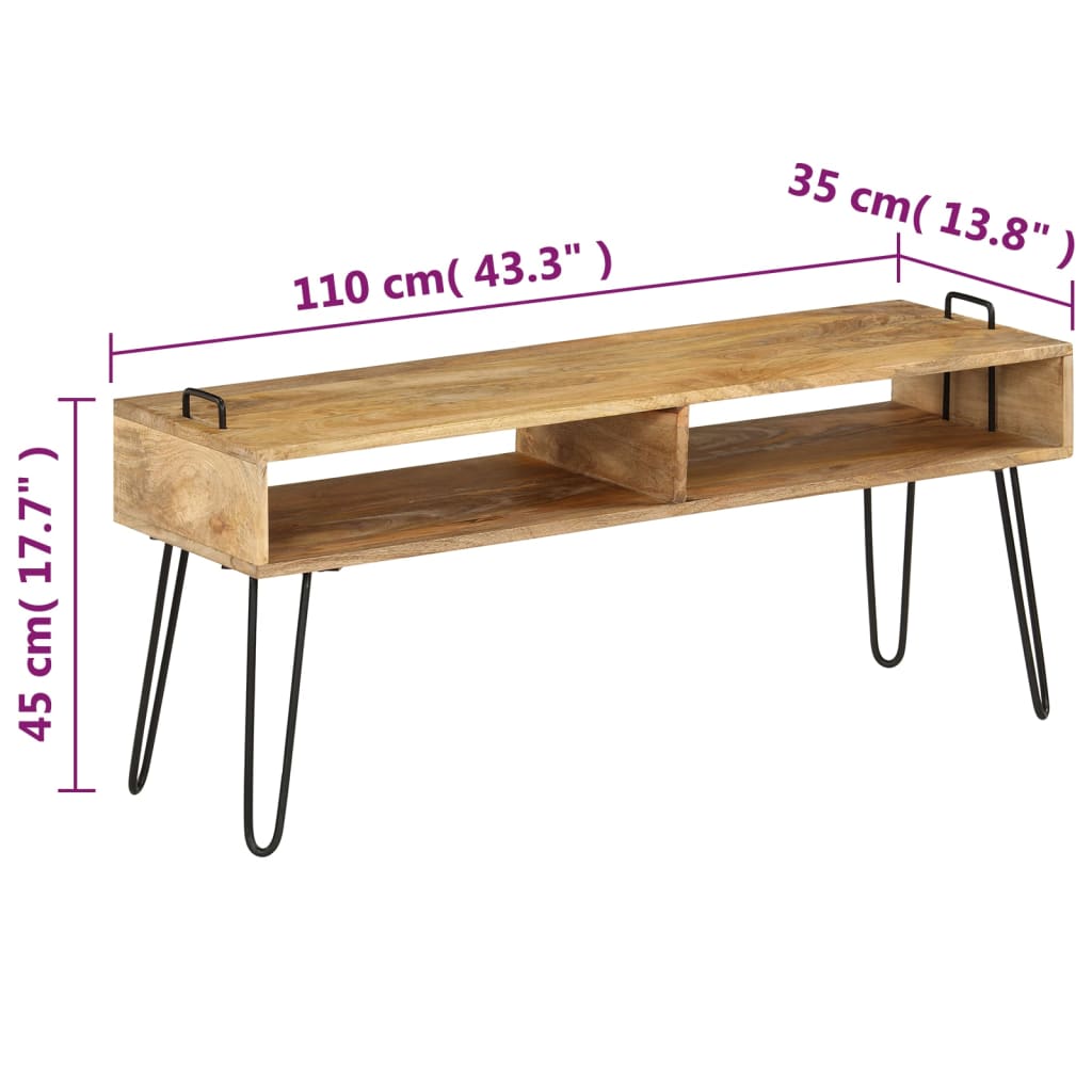 vidaXL Szafka pod telewizor, lite drewno mango, 110 x 35 x 45 cm
