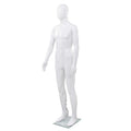 vidaXL Manekin męski ze szklaną podstawą, biały, błyszczący, 185 cm