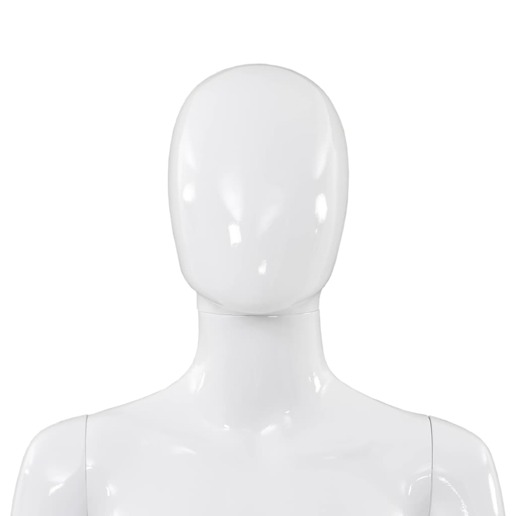 vidaXL Manekin damski ze szklaną podstawą, biały, błyszczący, 175 cm