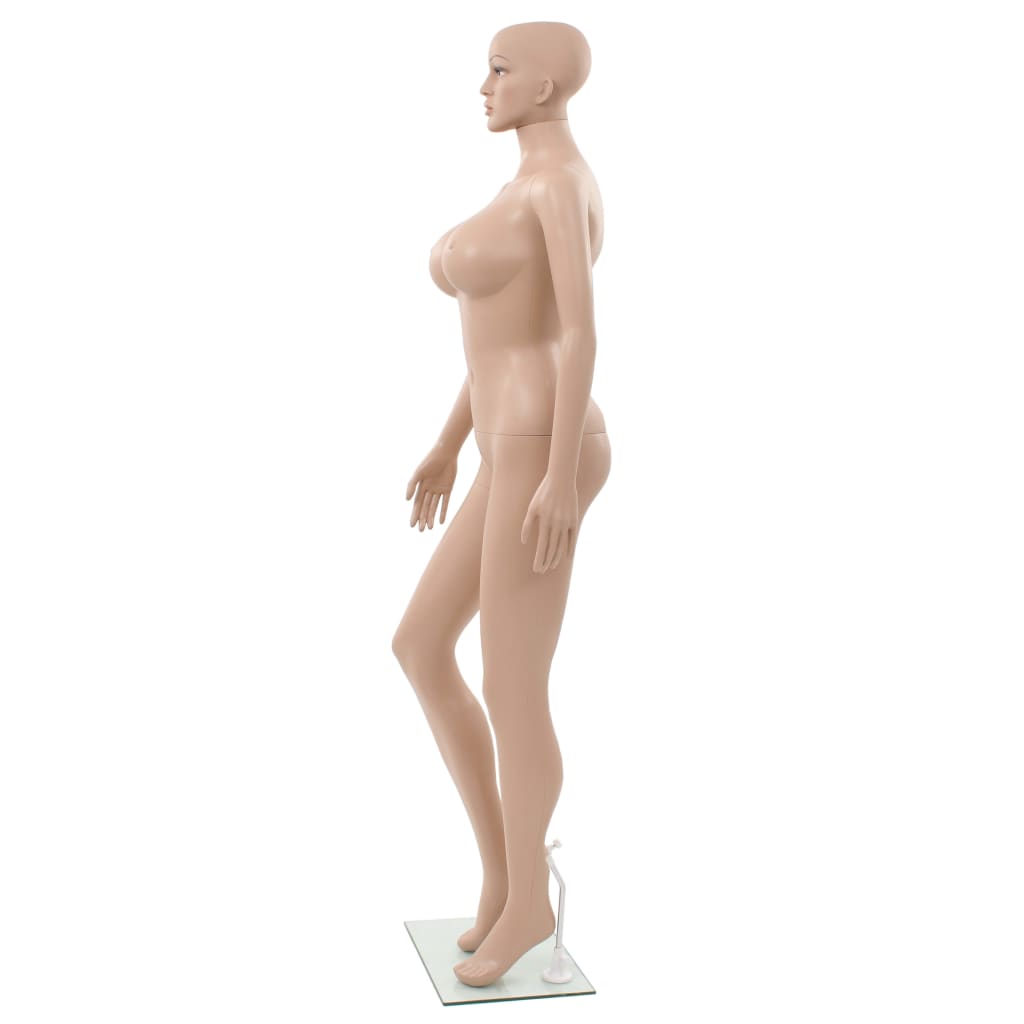 vidaXL Manekin damski ze szklaną podstawą, beżowy, 180 cm