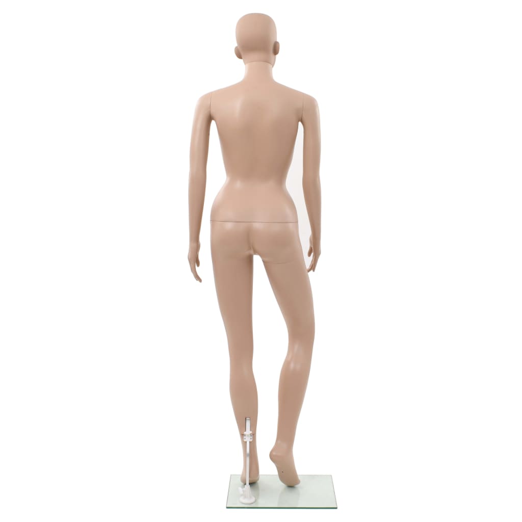 vidaXL Manekin damski ze szklaną podstawą, beżowy, 180 cm