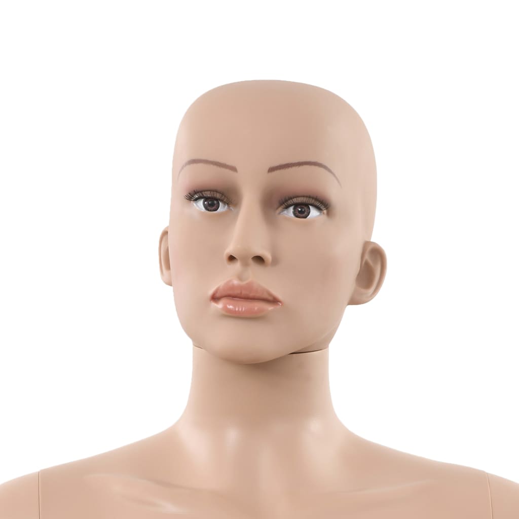 vidaXL Manekin damski ze szklaną podstawą, beżowy, 180 cm