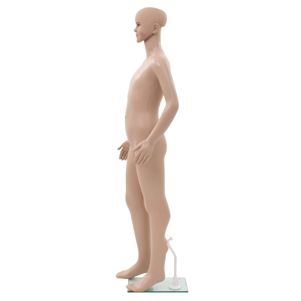 vidaXL Manekin dziecięcy ze szklaną podstawą, beż, błyszczący, 140 cm
