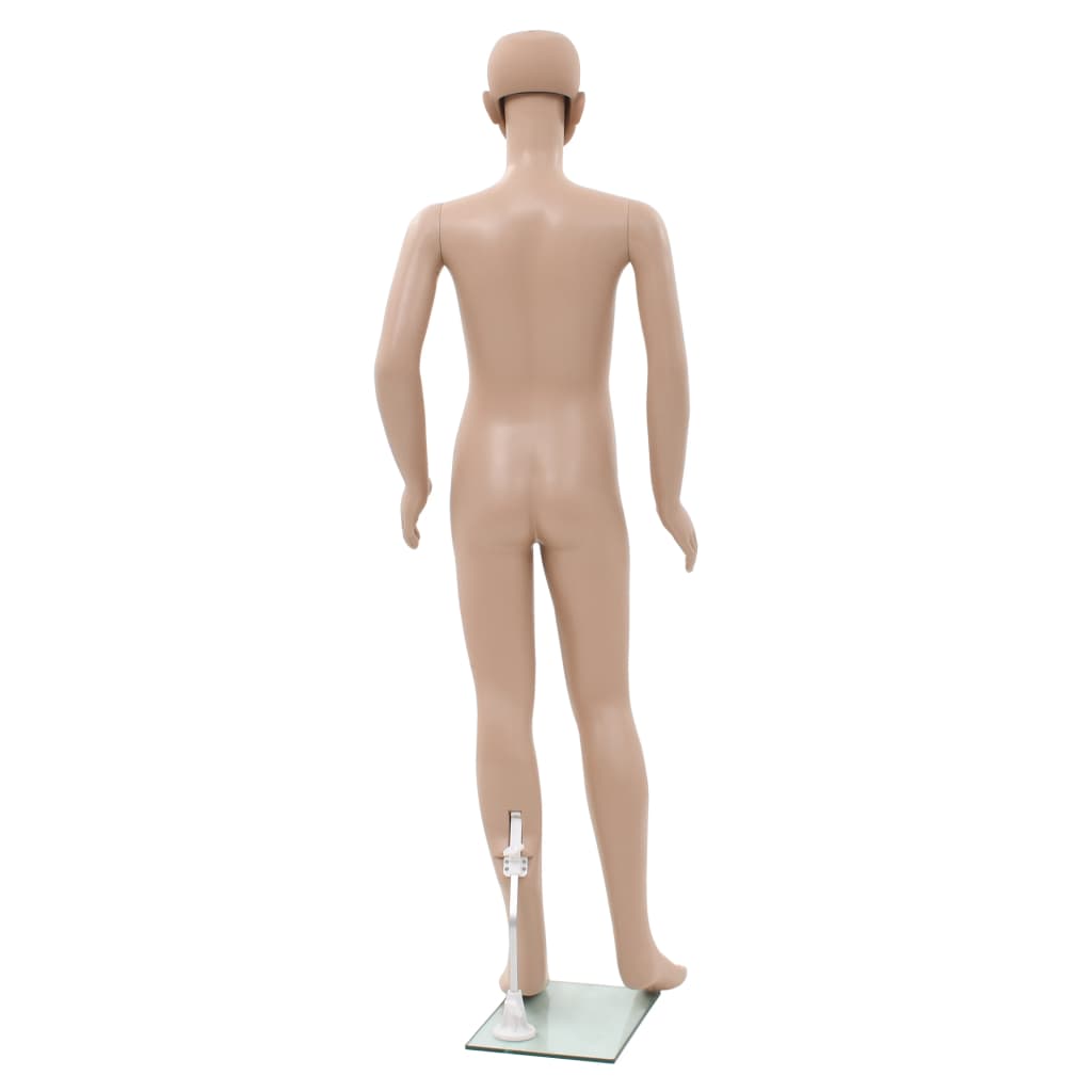 vidaXL Manekin dziecięcy ze szklaną podstawą, beż, błyszczący, 140 cm