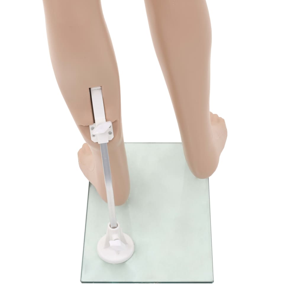 vidaXL Manekin dziecięcy ze szklaną podstawą, beż, błyszczący, 140 cm
