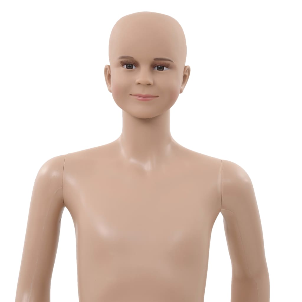vidaXL Manekin dziecięcy ze szklaną podstawą, beż, błyszczący, 140 cm