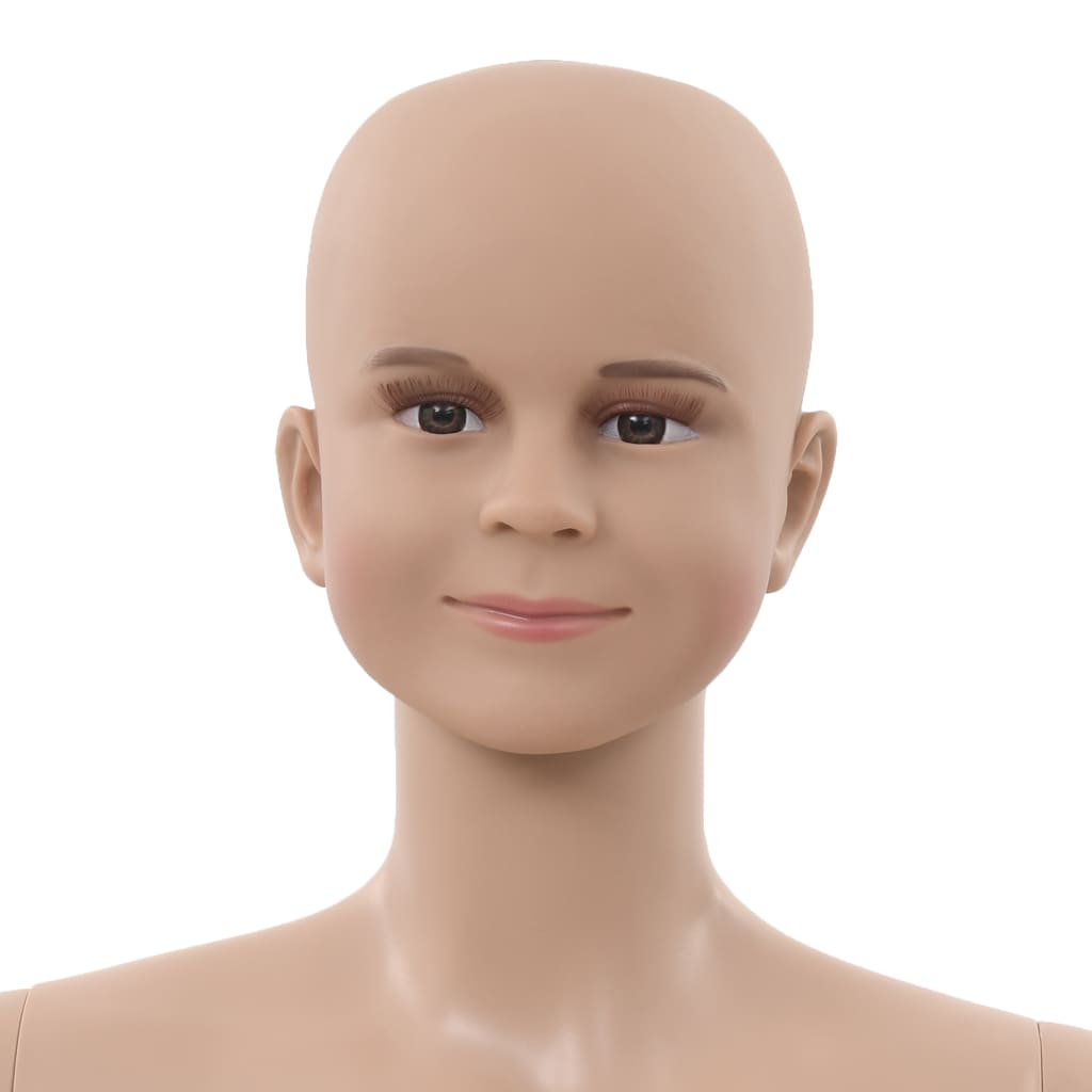 vidaXL Manekin dziecięcy ze szklaną podstawą, beż, błyszczący, 140 cm