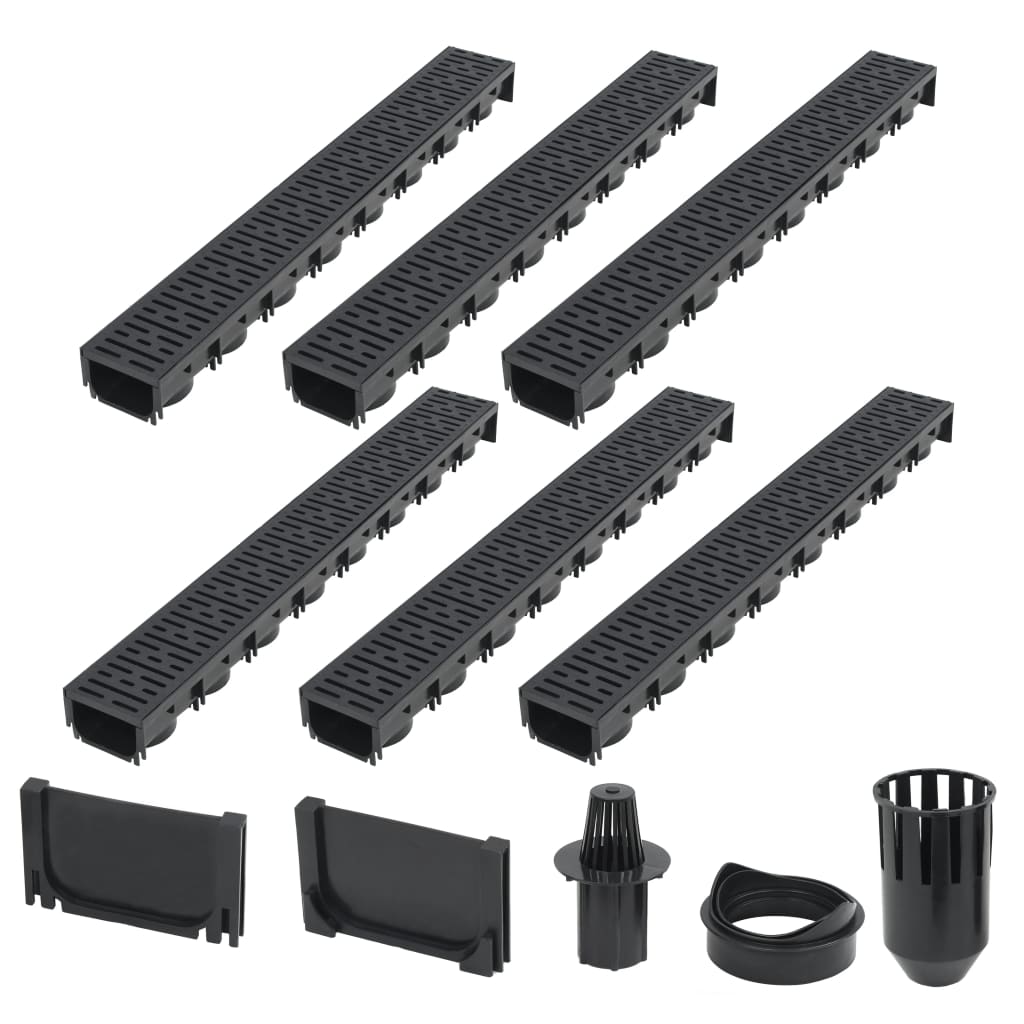 vidaXL Kanały odpływowe, 6 szt., plastik, 6 m