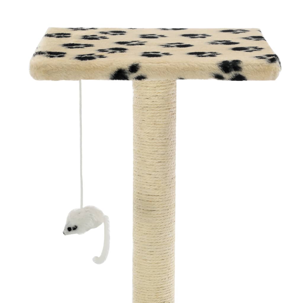 vidaXL Drapak ze sizalowymi słupkami, 95 cm, beżowy w kocie łapki