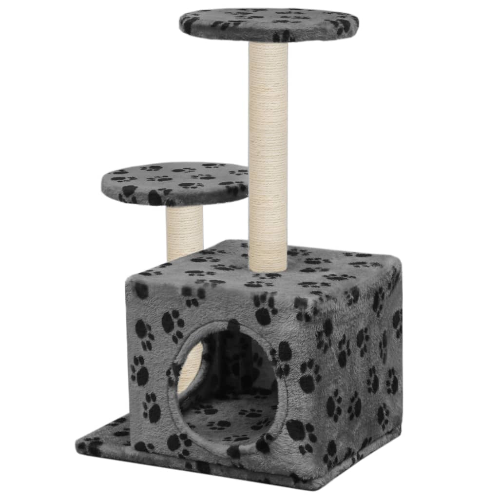 vidaXL Drapak z sizalowymi słupkami, 60 cm, szary w kocie łapki