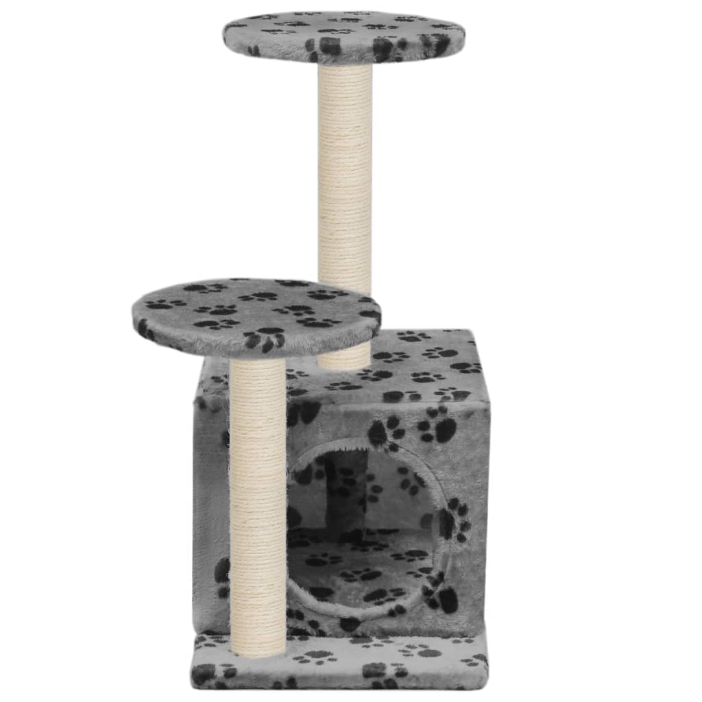 vidaXL Drapak z sizalowymi słupkami, 60 cm, szary w kocie łapki