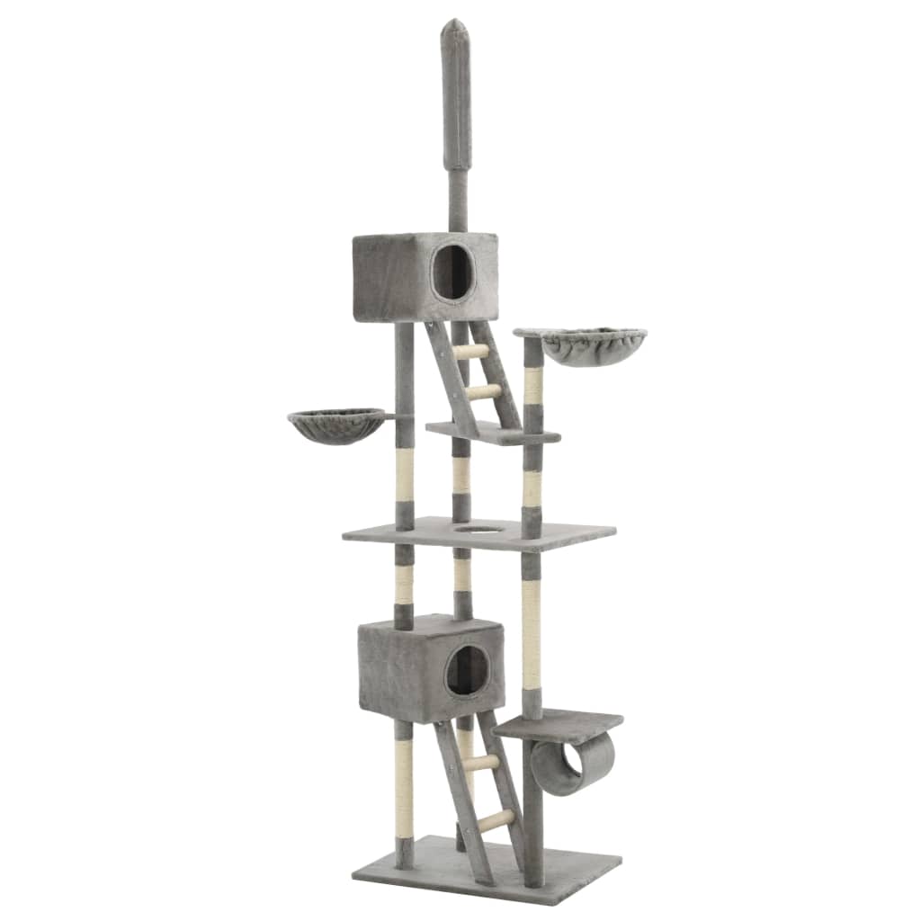 vidaXL Drapak dla kota z sizalowymi słupkami, 230-260 cm, szary