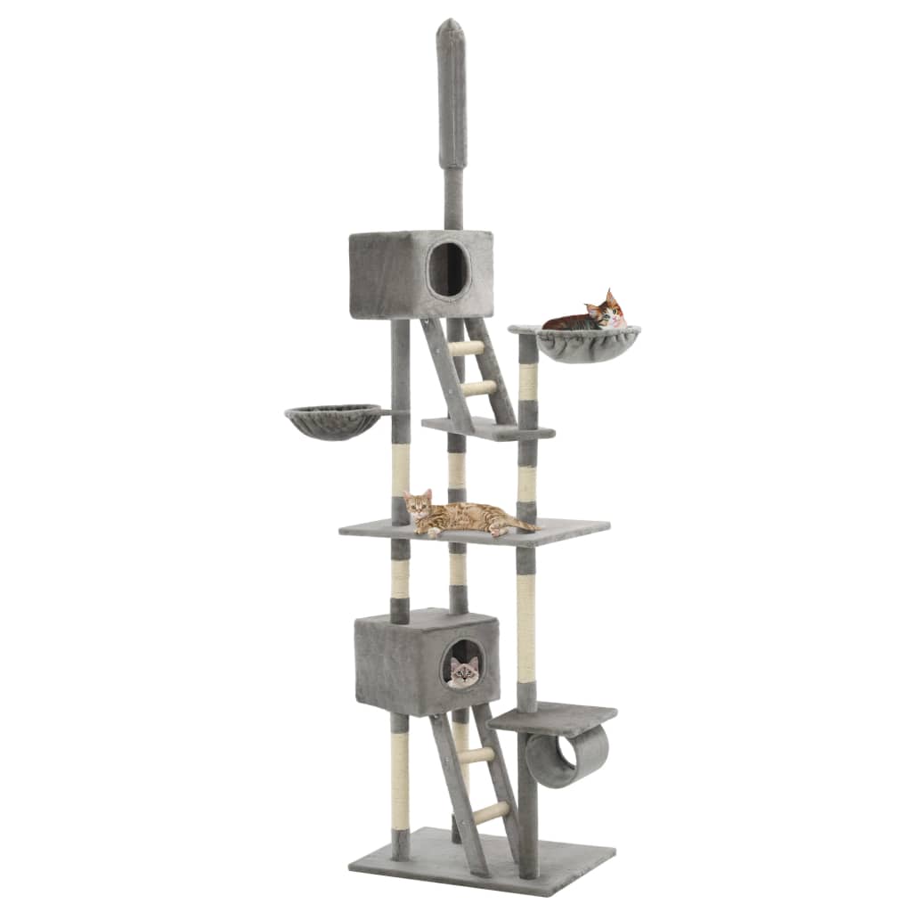 vidaXL Drapak dla kota z sizalowymi słupkami, 230-260 cm, szary