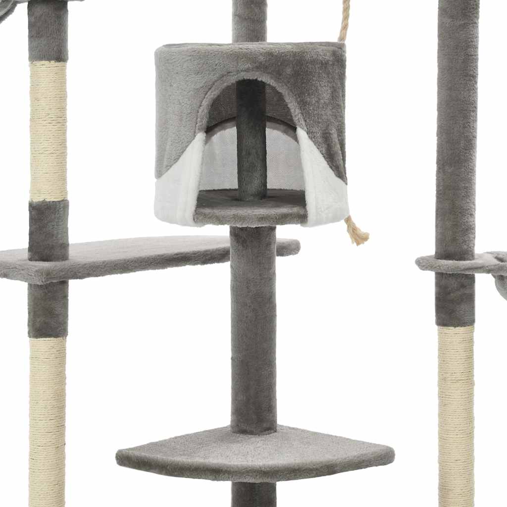 vidaXL Drapak dla kota z sizalowymi słupkami, 203 cm, szaro-biały