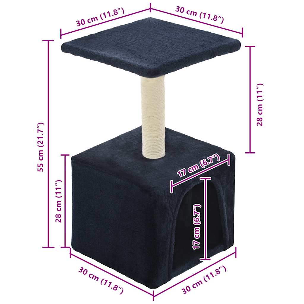 vidaXL Drapak dla kota z słupkami sizalowymi, 55 cm, granatowy