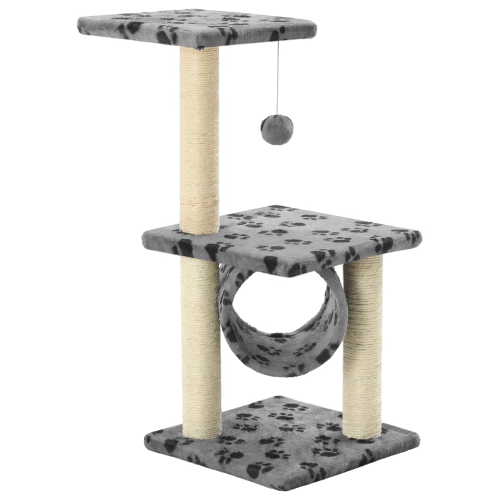 vidaXL Drapak z sizalowymi słupkami, 65 cm, szary w kocie łapki